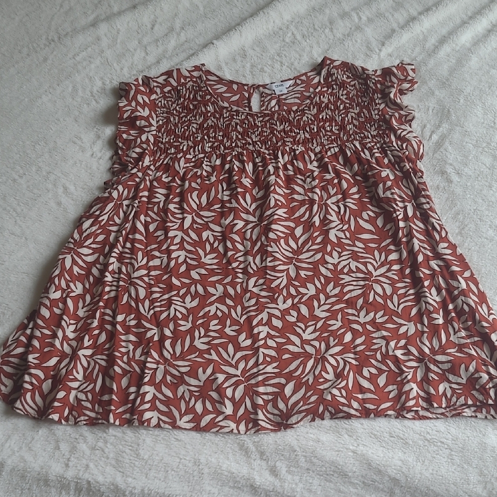 Penningtons Dark Orange and White Floral Blouse